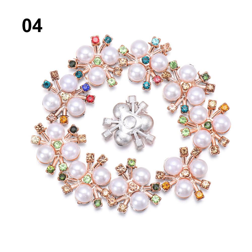 10PCS Pearl Flower Rhinestone Buttons Sparkling Crystal Hairpins Decoration Apparel Sewing Decor Craft Buttons DIY Accessories