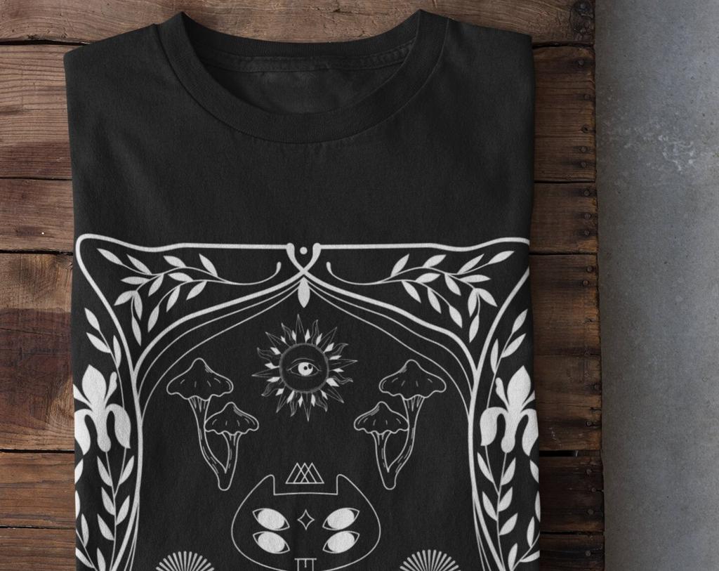 Mystical Cat Tshirt, Third Eye Chakra Tshirt, Tarot Tshirt, Mall Goth, Pastel Goth, Witchy, Trippy, Grunge , Occult, Harajuku, Japan ,Egirl