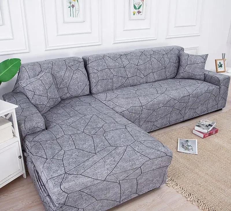 Elastic Sofa Cover For Living Room Adjustable Geometric Chaise Lounge Sofa Covers Sectional Corner Couch Sofa Slipcovers 1PC