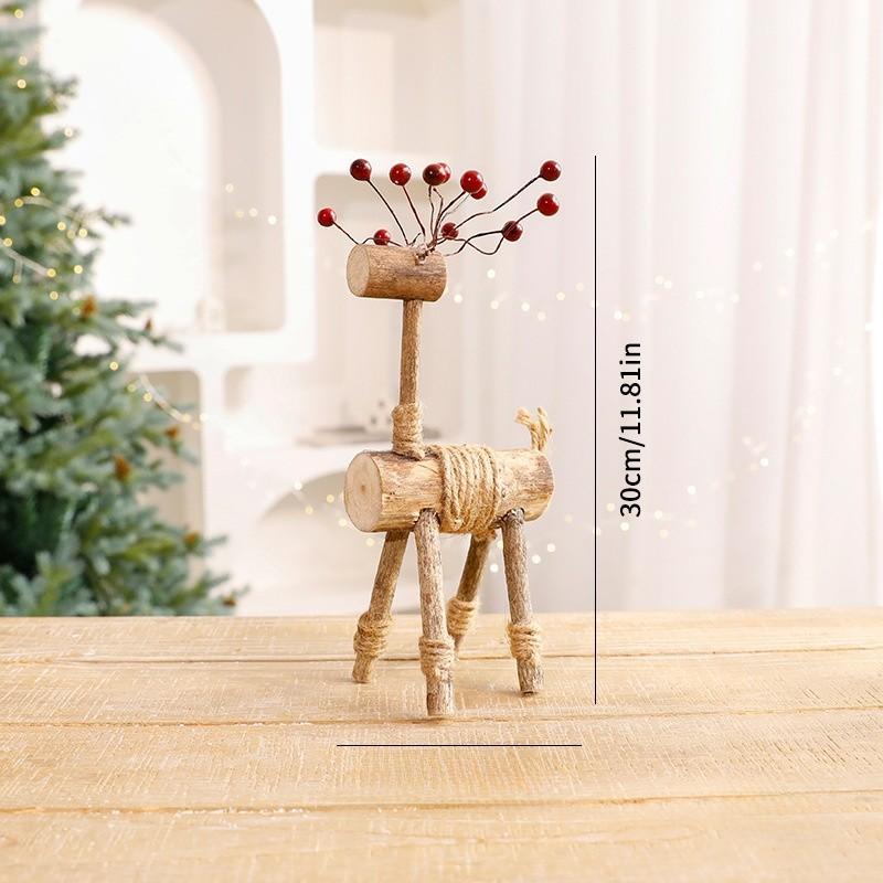 Christmas Reindeer Figurine Wooden Gold Holiday Decor For Festive Celebration
