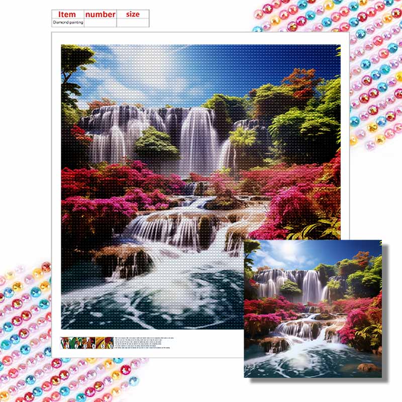 New Arrival 5D DIY Full Circle Diamond Painting "Waterfall" Embroidery Cross Stitch Home Decor Gift
