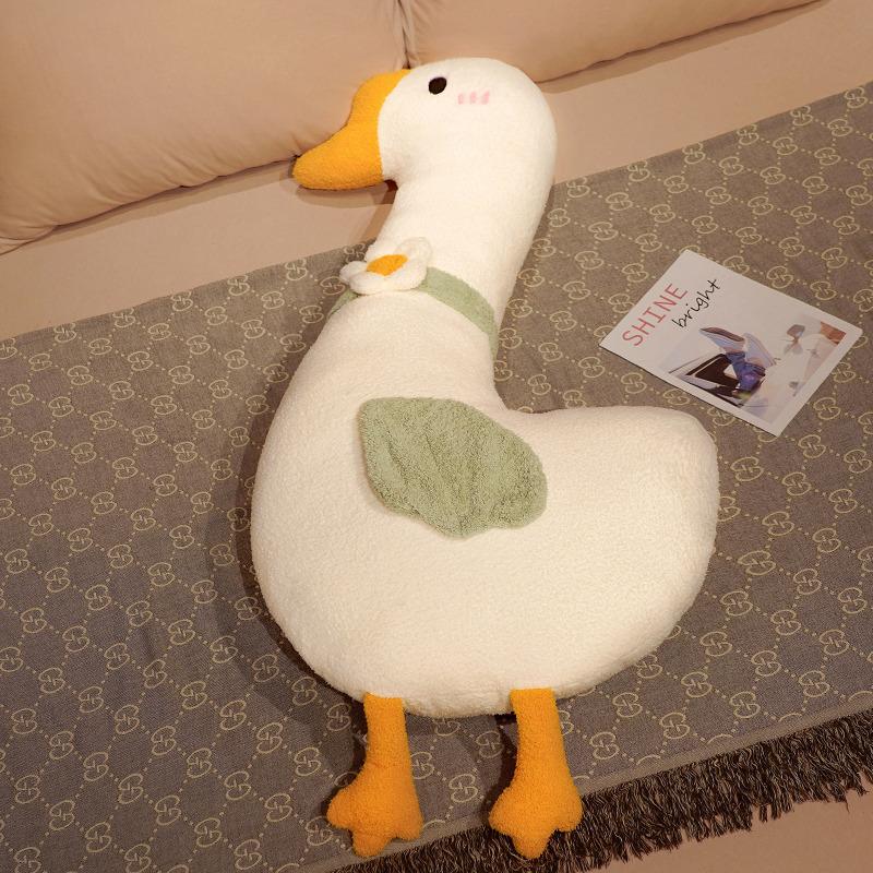 

Internet celebrity big white goose throw pillow long pillow girl sleeping bed pillow super soft cute plush doll pillow bedside 70Cm