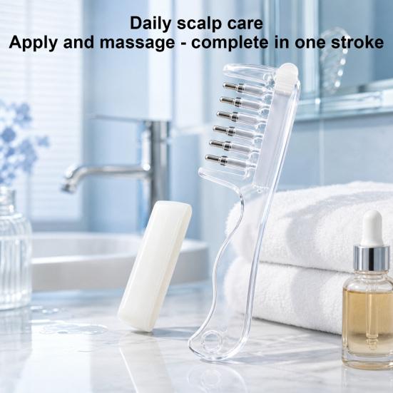 Refillable Hair Comb Oil Applicator Comb, 6 Roller Ball Tips, Scalp Care Tool Minoxidil Massage for Men Women Essential