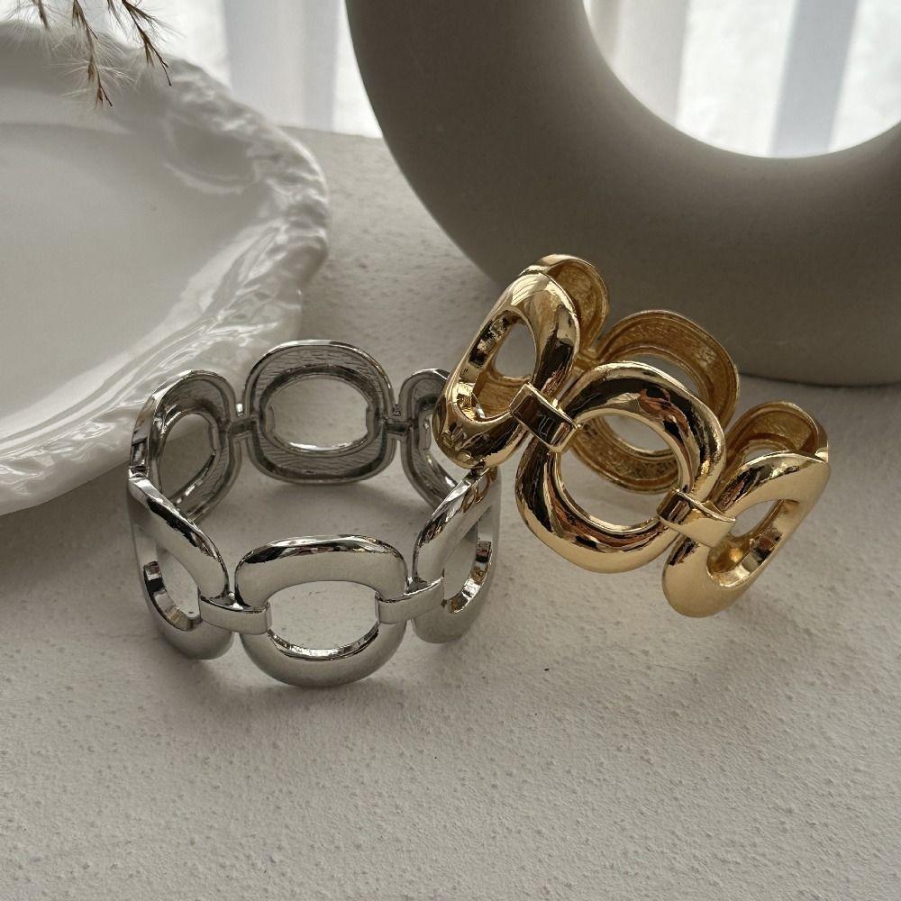Water Drop Geometric Spring Bangles Gold Silver Cuff Wide Bangles  Jewelry Gift