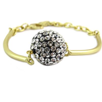 [P6353] - Designer Bracelet 'Illuminations' White Black Gold - 18 Mm