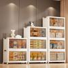 Plastic Folding Storage Cabinet With Double Doors Multi-Layer Shoe Organizer Toy Bin Living Room