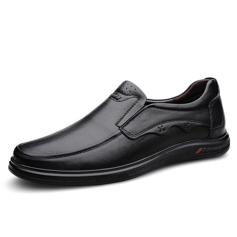 Men s Large Size Handmade Cowhide Leather Business Loafers - Casual, Easy Slip-on Spring Shoes 40
