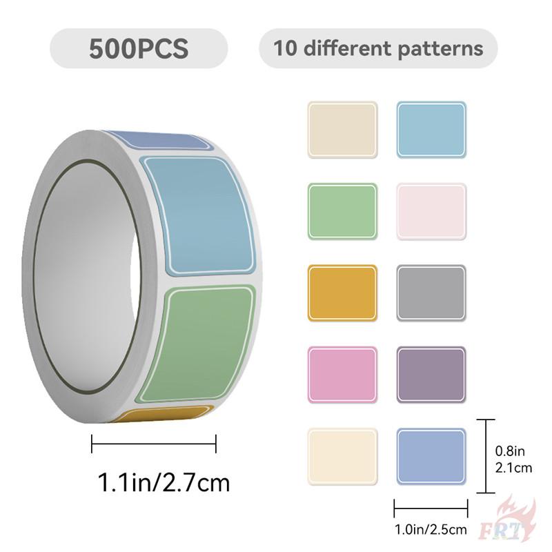 500Pcs/Roll Pure Color Rectangle Tag Kids Rewards Stickers - DIY Scrapbooks Album Decor Sealing Label Decals