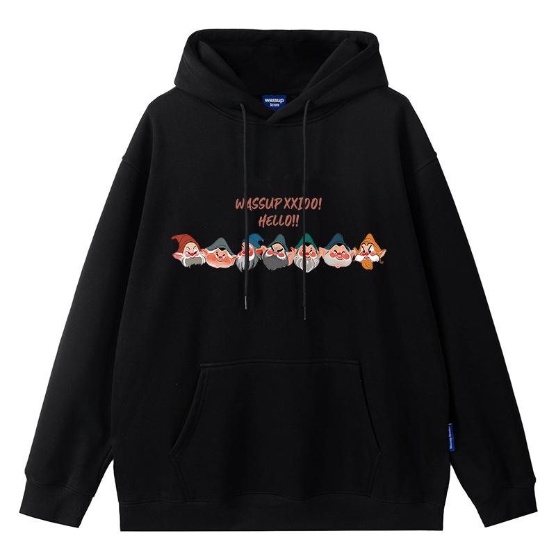 

Wassup Men s Hoodie Thiened Fce Lined Loose Fit Warm Streetwear Vintage American Sle Spring Autumn ential Top L