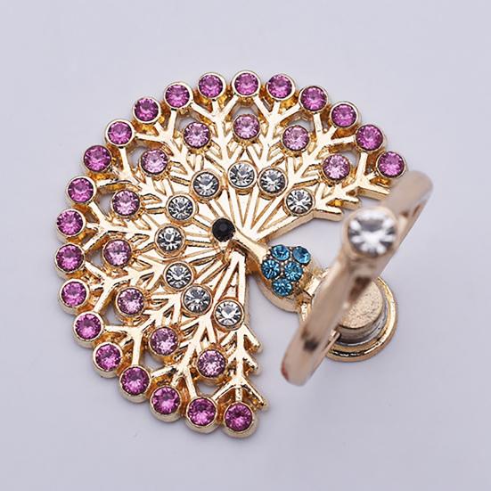 Fingerringhalter Grad Drehung Metall Anti-Verlust 360 Strass Pfau Handyring Schnalle