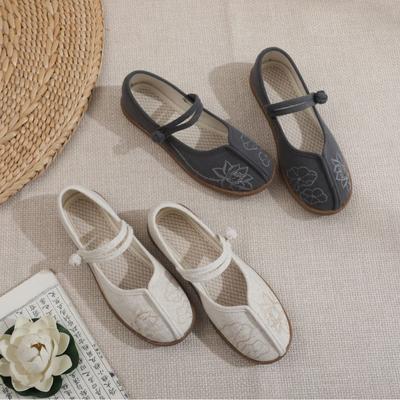 Mary-Jane-Schuhe zum Reinschlüpfen für Damen, bequeme Ballerinas, lässige Wanderschuhe mit Knöchelriemen, bestickte Arbeitsschuhe für Damen, Abendschuhe