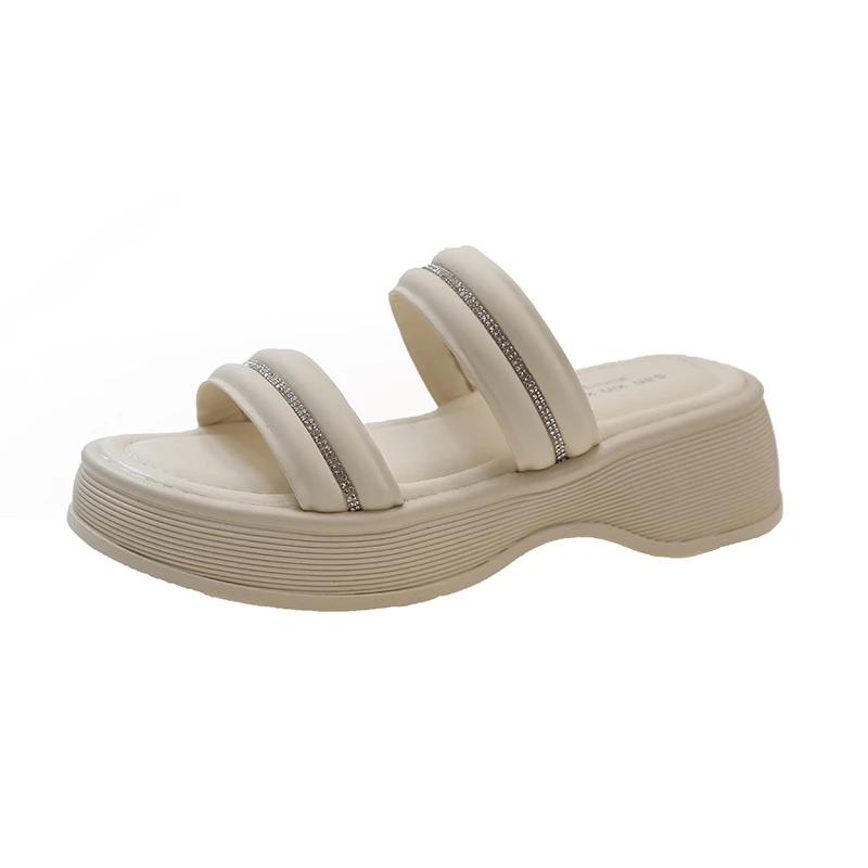 

Модные тапочки Женские летние сандалии Женские туфли на платформе Шлепанцы Дизайнерские сандалии Уличная женская обувь Пляжные тапочки 35 бежевый