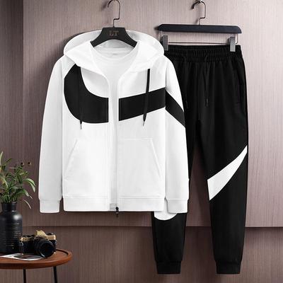 2024 Men's Hooded Cardigan Sportswear Set: Two-Piece Casual Tracksuit for Running, Spring & Fall