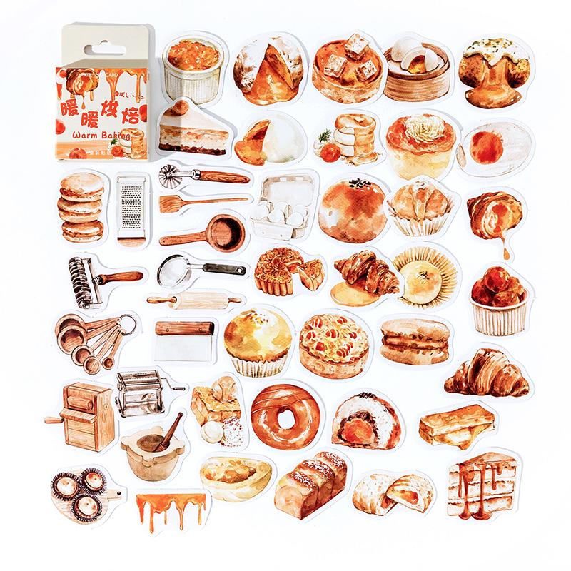 45pcs Warn Baking Stickers Boxed Set Bread Cake Donuts Decoration Adhesive Note for Diary Album Journal School