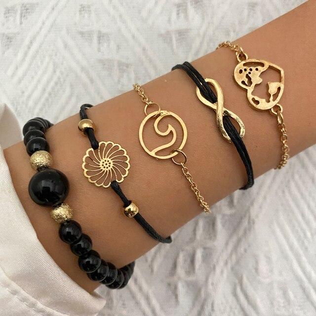 Set 5 buc / Set Brățări Vintage Simple cu Lanț cu Verigi, Complet cu Strasuri, Pentru Femei Fete, Boem, Picior Glezna, Brățară de Gleznă, Bijuterii de Plajă