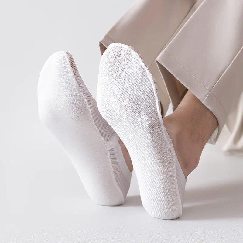 Men Socks Summer Thin Mesh Breathable Anti-Slip Invisible Shallow Mouth Socks Cotton Sole Leisure Low Barrel Socks