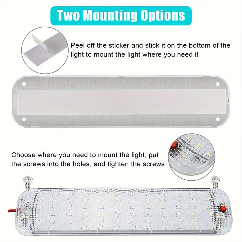 1pc 12V-80V Car Interior Led Light Bar White Light Tube With Switch For Van Lorry Truck RV Camper Boat Indoor Car Ceiling Lights
