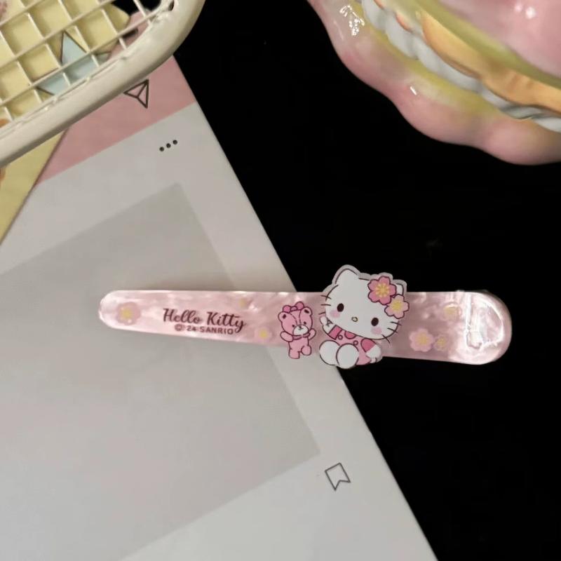 Hellokitty Cute Cherry Blossom Polka Dot Retro Hair Accessory Duckbill Clip Cartoon Fringe Clip Sweet Anime Peripherals Gift A