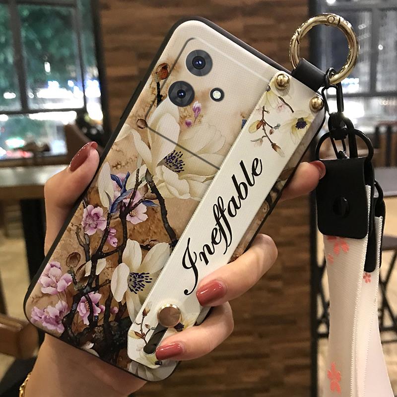 Пылезащитный чехол-браслет для телефона Cubot Note21 с подставкой, задняя крышка с кольцом, ремешок на запястье, прочный, силиконовый с цветочным рисунком
