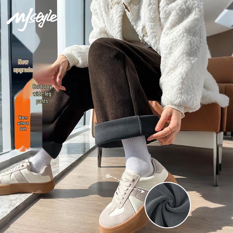 

MJ STYLE Women s Winter Warm Corduroy Straight-Leg Pants L