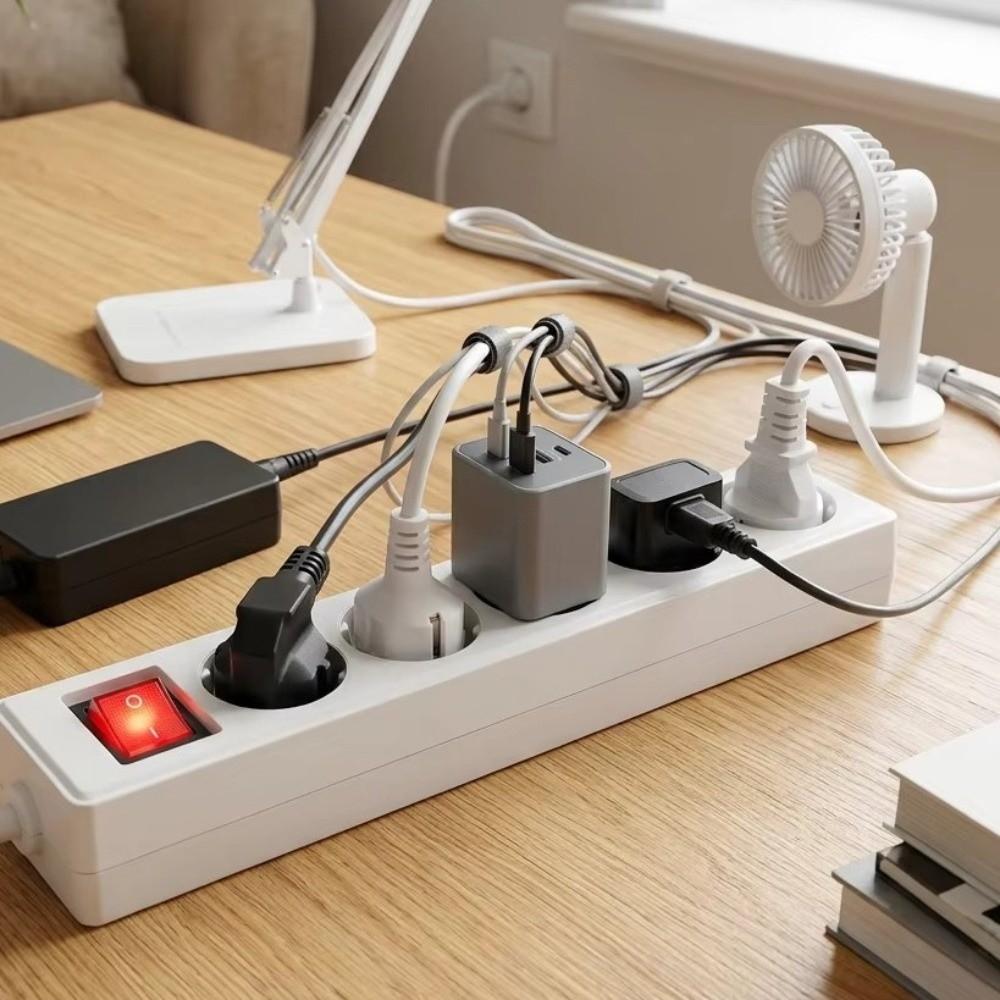 2/3/5Meters Cord EU Power Strip with ON/OFF Switch Power Converter Flat Adapter  European Standard