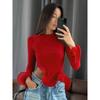 European and American Sexy Fashion Long Sleeve Plastic DIY Top T-shirt Women Sexy Blouse T-shirt Top Tee