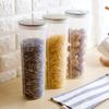 Circular Noodle Storage Container Food Grade Sealed Dry Food Canister for Pasta Grains Kitchen Pantry Organization Transparent