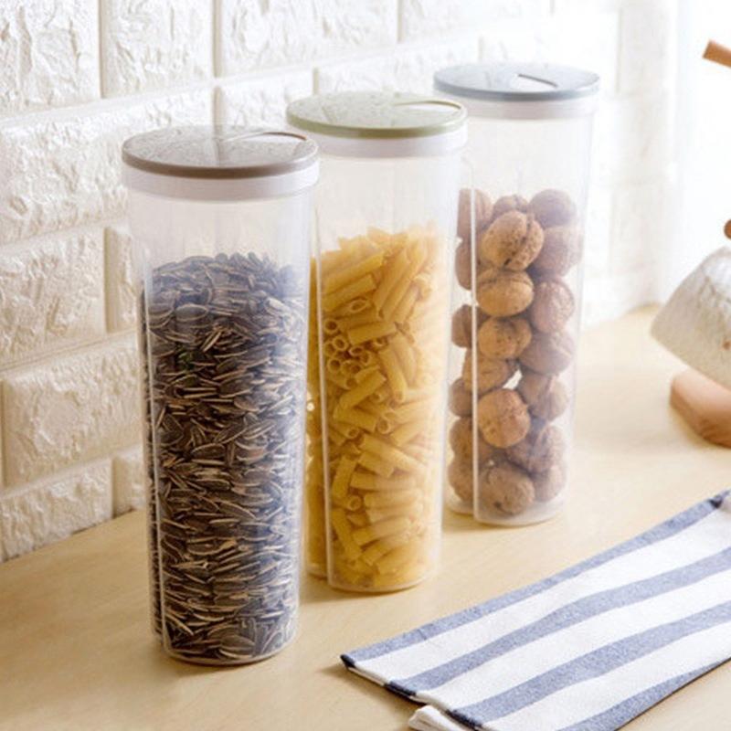 Circular Noodle Storage Container Food Grade Sealed Dry Food Canister for Pasta Grains Kitchen Pantry Organization Transparent