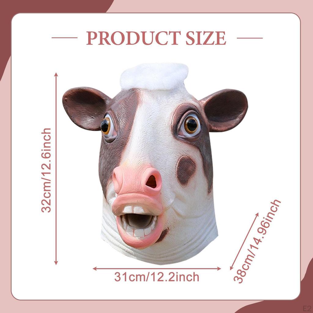 Halloween Cow Animal Head for Dressing Up Party Props