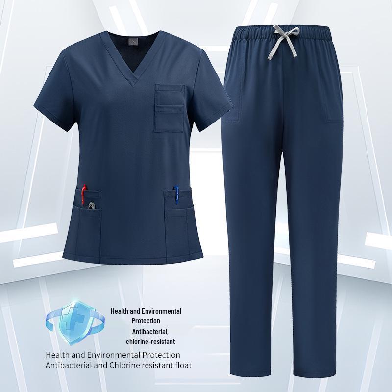 Unisex Quick-Dry Short-Sleeve Scrub Suit for Medical and Veterinary Professionals