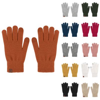 Gestrickte Handschuhe für warme Outdoor-Nutzung, einfarbig mit Fleece und winddichtem Garn, Handschuhe zum Radfahren