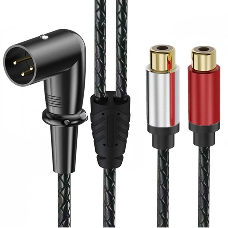 2RCA Male to 3Pin Female Sound Unbalanced Cable 3Pin to Double 2RCA Male Splitter Patching Cord Microphone Cable
