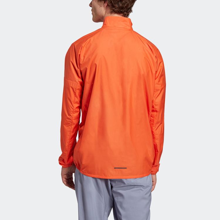 Adidas Mt Wind Jacket With Solid Color Logo Zip Collar Men Jackets Semi-Solar-Orange HM4027