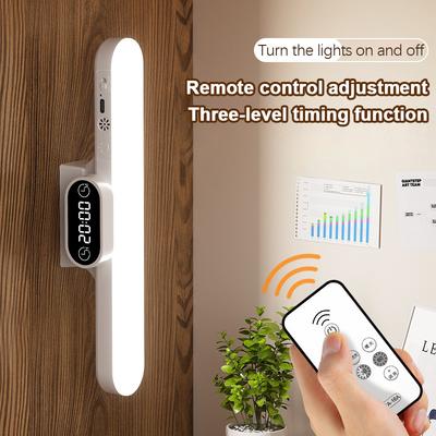 Lampă de birou suspendată cu ceas magnetic, lampă de masă LED reîncărcabilă USB, reglare continuă a intensității luminoase, lumină de noapte pentru dulap, debara, garderobă