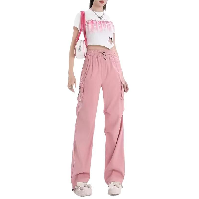 Women's Quick-Dry High-Waist Wide-Leg Work Pants, Windproof and Casual for Autumn/Winter 2024