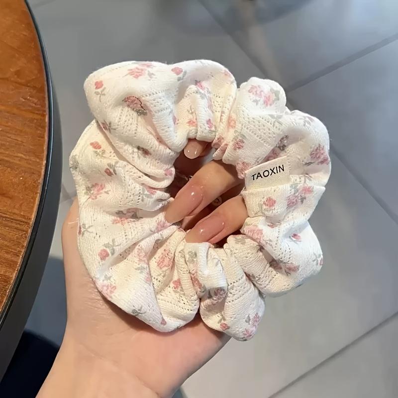 Cute Pink Floral Hair Tie - Soft Fabric, Whimsical Butterfly & Flower Design, Perfect for Ponytails & Buns, Stylish Accessory