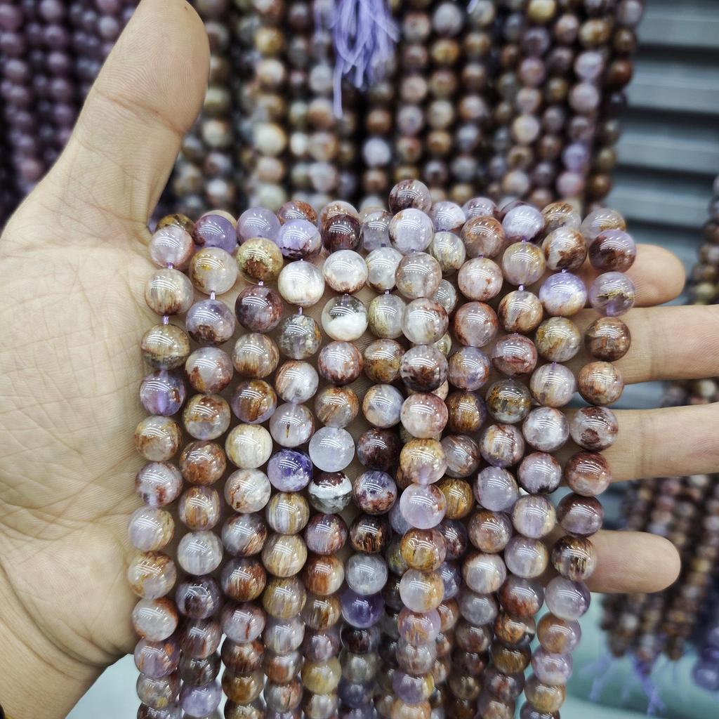 Purple Series Amethyst & Super Seven Crystal Beads: Round, Natural Stone, DIY Jewelry Accessories