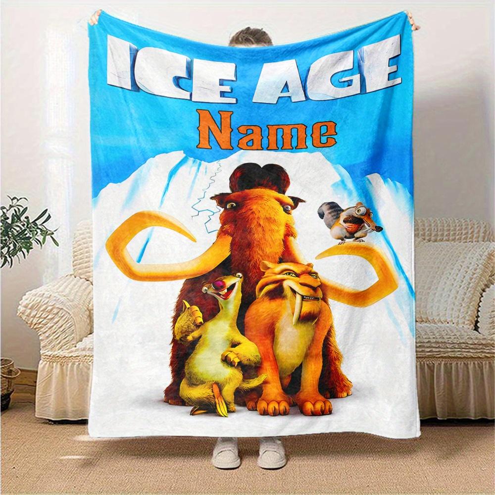 Ice Age Manny Sid Diego Scrat Snow Mountain Cartoon Print Blanket Personalized Name Soft Lightweight Versatile Suitable For Sofa Bed Picnic Office Car