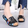 2024 Spring and Summer Women's Casual Flat Leather Mother Shoes Soft Surface Comfortable Printing Flat-heel Leather All-match Peas Shoes 35-44