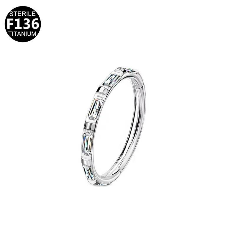 Titanium G23 Zirconia Nose Ring 16G Piercing Jewelry - Amethyst Alloy Set