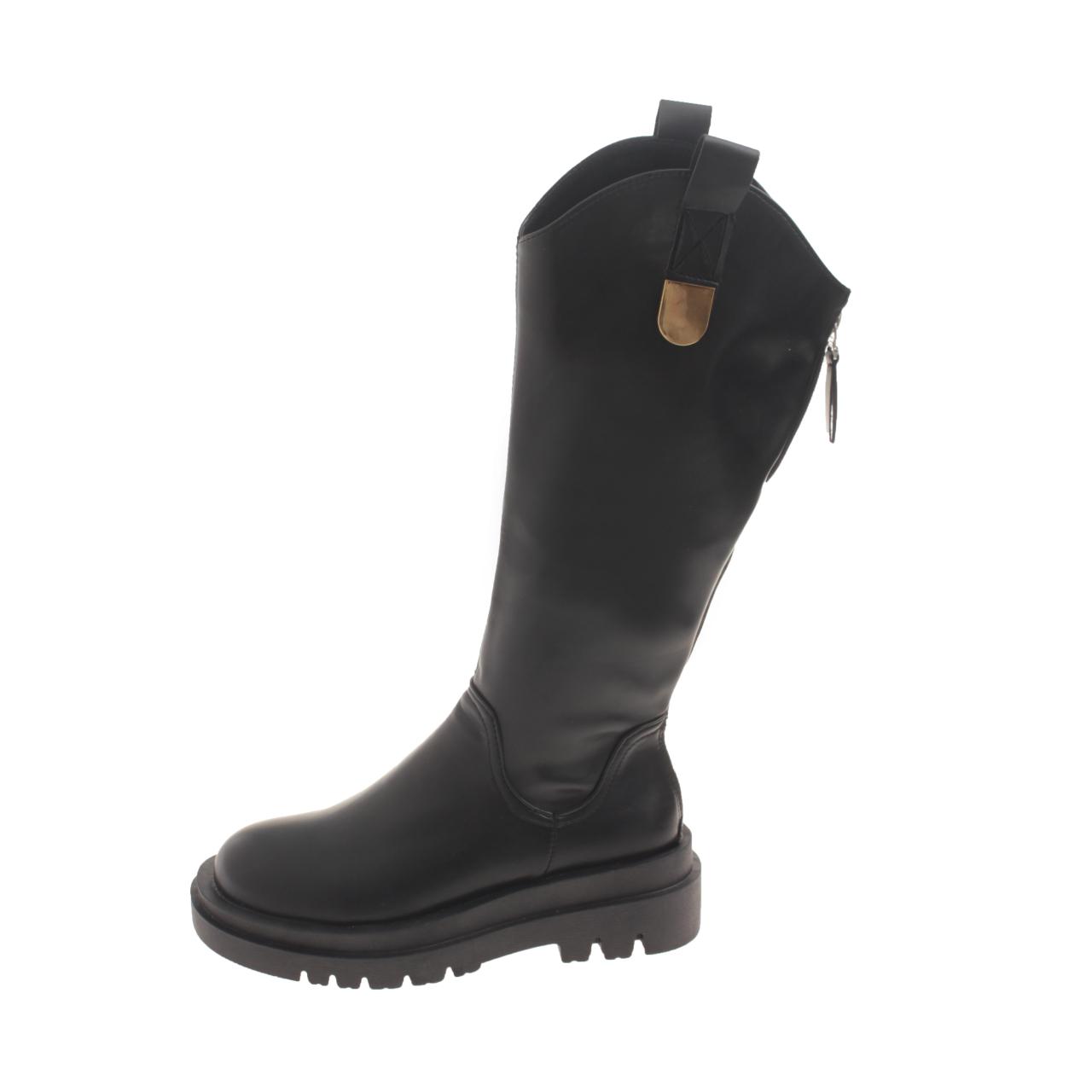 

Black White Concise Daily Winter 2024 Mid-calf Boots Ladies Thick Sole V-Shape Opening Botas Leisure Elegant Women Shoes New 35 чёрный