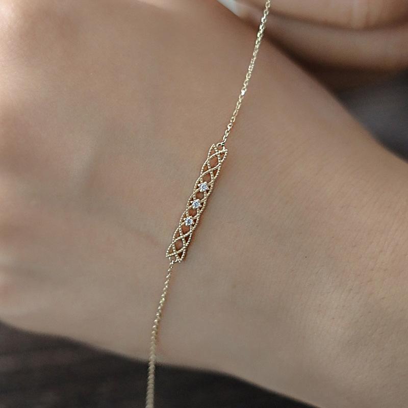 

S925 Sterling Silver Plating 14K Gold Light Luxury Retro Hollow Zircon Bracelet For Womne Sweet Jewelry Gift