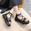 Sandals for Woman High Heels Women's Shoes Bow Summer 2025 Zip Footwear Heeled Platform Roman Style Pumps The Best H Daily Shoe