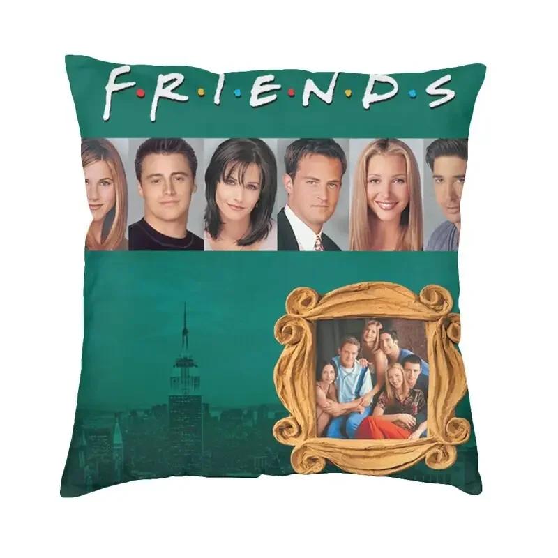 Friends Charaktere Klassisches Poster Kissenbezug TV-Show Samt Niedlicher Kissenbezug für Sofa Doppelseitiger Druck Kissen