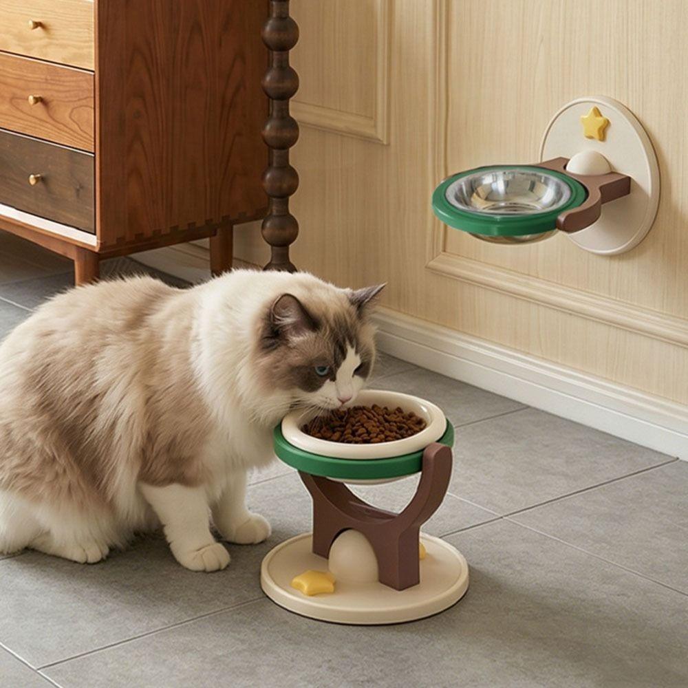 Non-Slip Cat Bowl Adjustable Angle Pet Feeder Durable Pet Bowl  Indoor