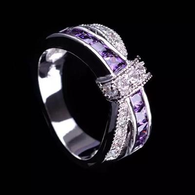E-Commerce Electroplated Amethyst Diamond Ring Popular Creative Women'S Hand Jewelry