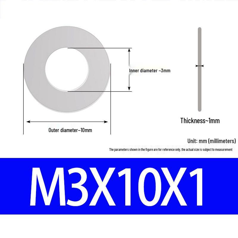 304 Stainless Steel Ultra-Thin Flat Washer, Thickness: 0.1/0.2/0.3/0.4/0.5 Mm, Sizes M1-M8