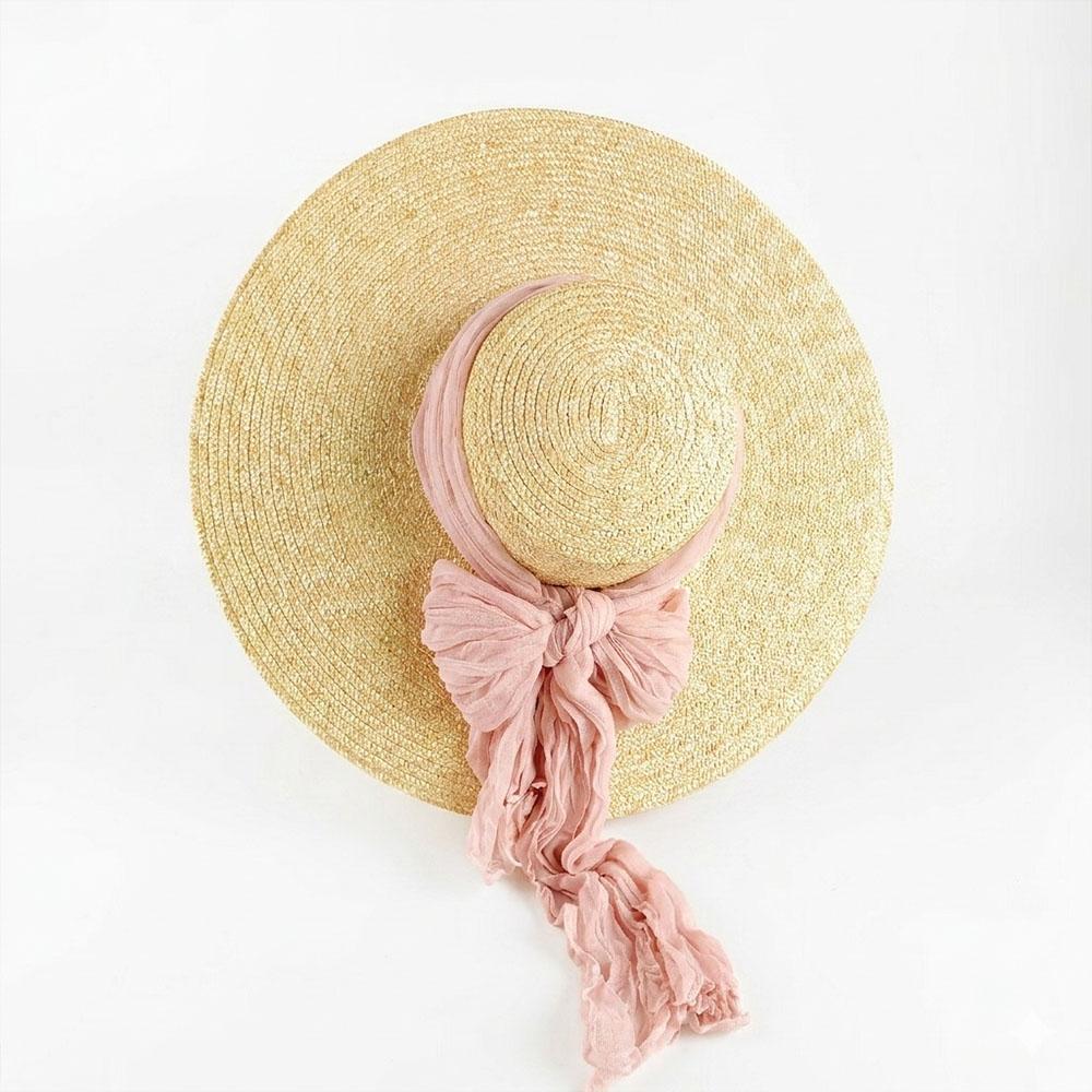 Women Raffia hat French style Summer Straw Sun Hat Women Wide Brim Beach Cap Breathable Hollow Holiday Panama hat Leather Bow