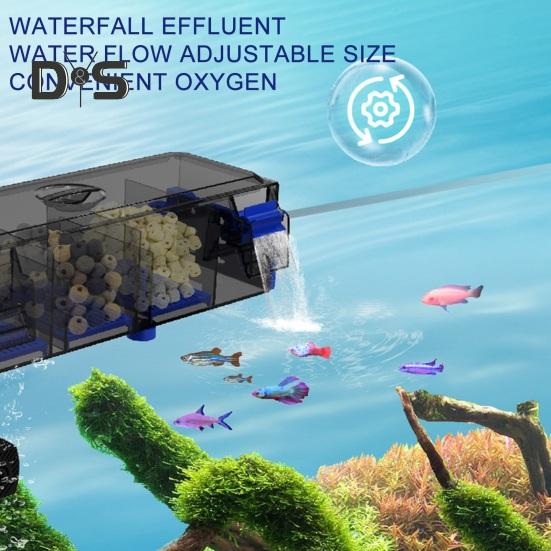 Filtr do akwarium Filtr wielowarstwowy do akwarium z natlenianiem wodospadowym Cichy system filtracji do akwariów 50L/90L