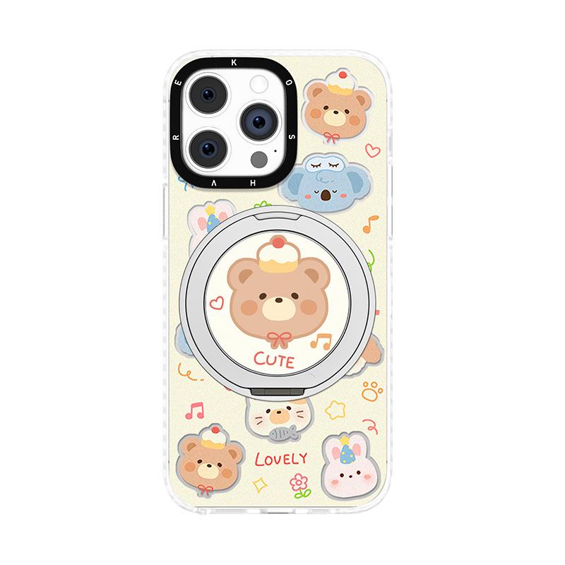 Cute Cartoon Animal Suitable for Apple 16 Mobile Phone Case Xiaomi 15pro Fulcrum Stand 14 Women's Model 13 Full Package